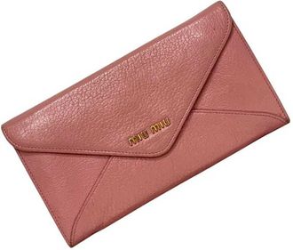 Miu Miu Pink Leather Long Wallet (Bi-Fold) (Pre-Owned)