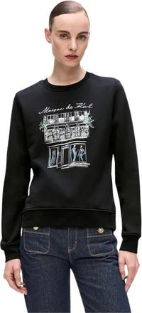 Karl Lagerfeld Bedrukte Katoenen Sweater - Dames - Sweatshirts - Zwart - XL - Katoen - Hoodies & sweatvesten