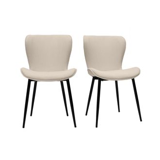 Miliboo Miliboo - Set De 2 Sillas De Dise&ntilde;o De Pana Beige Y Metal Negro Addict