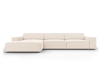 MICADONI Sof&aacute; esquinero izquierdo 4 plazas de terciopelo beige claro