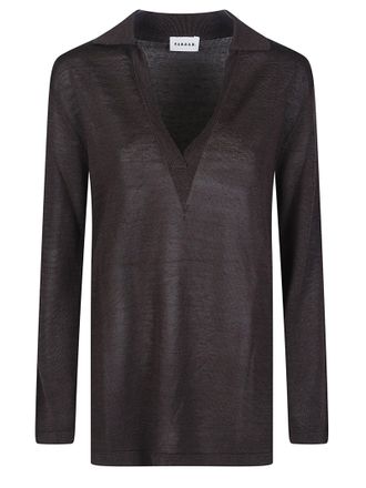 P.A.R.O.S.H. Black Babygirl V Neck Linen Sweater