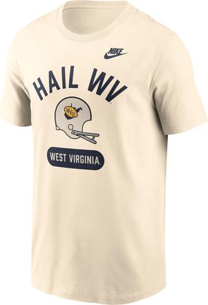 Nike West Virginia Legacy Arch Helmet Nike Mens College T-Shirt in White | N19915AWVV-FMQ