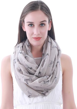 Lina & Lily German Shorthaired Pointer Dog Print Womens Infinity Scarf Snood Lightweight (Khaki)