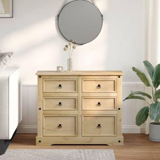Berkfield Home Beautiful Chest of Drawers Corona 110x43x91 cm Solid Wood Pine in Light Brown | Size: 110 x 43 x 91 cm