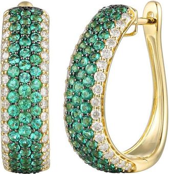 Le Vian Sustainability 14K 2.49 Ct. Tw. Diamond & Emerald Hoop Earrings