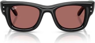 Ray-Ban Wayfarer Puffer 47mm Small Square Sunglasses in Black /Dark Violet at Nordstrom