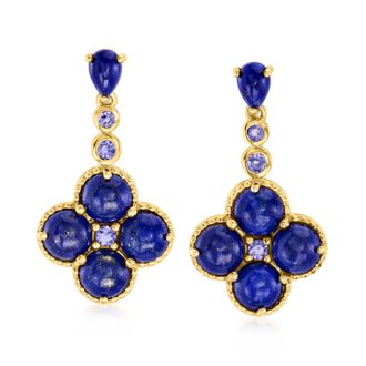 Ross-Simons Lapis and. Iolite Drop Earrings in 18kt Gold Over Sterling
