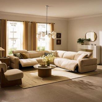 Castlery Modular L-Shaped Sectional Slim Arm Sofa with Feather Filled Seats - Beige | Jaron by Castlery