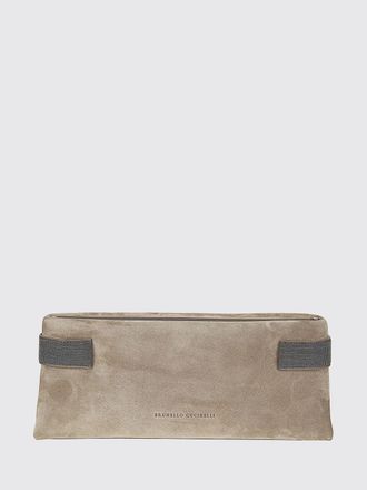 Brunello Cucinelli Clutch Essence Brunello Cucinelli in camoscio con monile