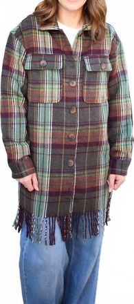 Tribal Fringe Hem Blends Boho Flair Jacket In Passion Plum