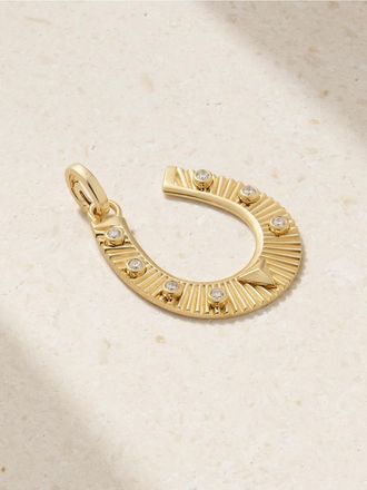 Foundrae Pendente In Oro 18 Carati Con Diamanti Protection Horseshoe