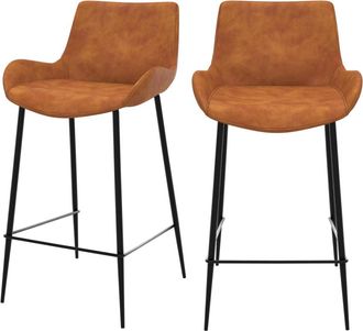 Rendez-Vous D&eacute;co Set de 2 taburetes para isla de cocina en sint&eacute;tico camello 65 cm