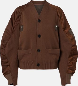 sacai Cardigan in misto cotone e twill