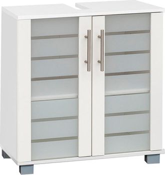 Schildmeyer Waschbeckenunterschrank »Nikosia« Höhe 64 cm, mit Glastüren, hochwertige MDF-Fronten, Metallgriffe