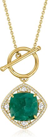 Ross-Simons Emerald and. White Topaz Toggle Necklace in 18kt Gold Over Sterling