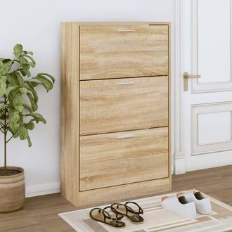 Berkfield Home Shoe Cabinet Sonoma Oak 63x24x103 cm Engineered Wood in Brown | Size: 63 x 24 x 103 cm