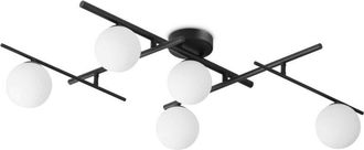 Ideal Lux Ideal Lux - Atlas L&aacute;mpara De Techo Con 5 Luces En Forma De Globo, Color Negro