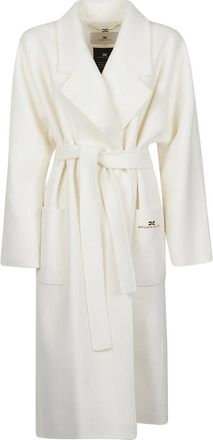 Elisabetta Franchi Dubbeldoek Jas met Riem - Dames - Jas met riem - Wit - S - Wol - Jassen