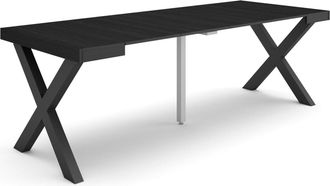 Skraut Home Mesa Consola Extensible, Mesa Comedor Plegable, 220, Para 10 Comensales, Patas Madera Maciza, Estilo Moderno, Negro - Skraut Home