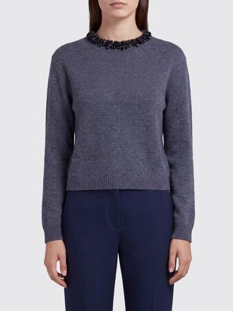 Semicouture Maglia girocollo in lana e cashmere con cristalli applicati