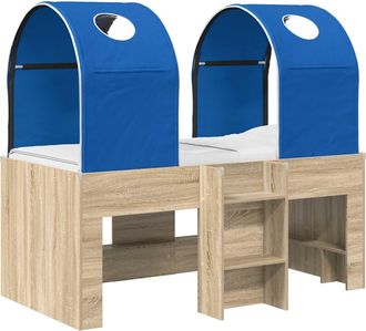 vidaXL Cama Con T&uacute;nel 3 Uds. Sonoma Y Azul Madera De Ingenier&iacute;a Vidaxl
