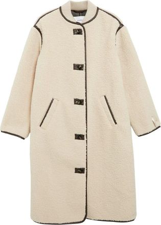 Comma Teddy Jas met Contrasterende Details - Dames - Mantels - Beige - Maat: M Katoen