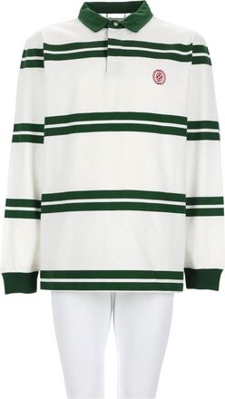 Dr&ocirc;le de Monsieur D Mirror Horizontal Striped Long-Sleeve Cotton Polo Shirt