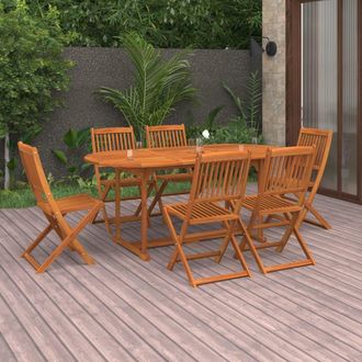 vidaXL Juego Comedor De Jard&iacute;n 7 Pzas Madera Maciza Acacia 180x90x75cm Vidaxl