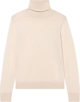Brooks Brothers Relaxed Diamond Merino Turtleneck Sweater - Dames - Coltruien - Beige - M - Wol - Truien & Vesten