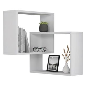Dmora Estanter&iacute;a Alniyat, Estante, Estante De Pared, Estanter&iacute;as Multiusos, 68x60h68 Cm, Blanco, Con Embalaje Reforzado - Dmora