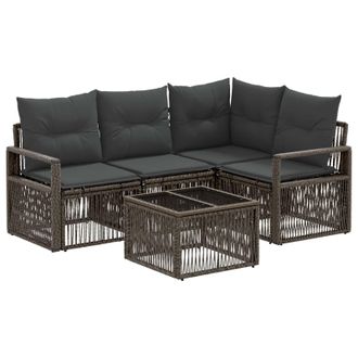 vidaXL Conjunto De Sof&aacute;s De Jard&iacute;n 5 Pcs Gris Rat&aacute;n Sint&eacute;tico Vidaxl