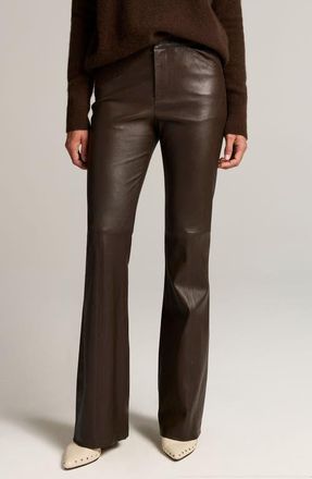 Vince Stretch Leather Flare Leg Pants in Smoked Truffle at Nordstrom, Size 14