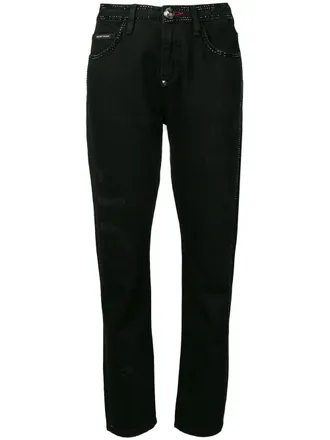 Philipp Plein Jeans taglio straight con cristalli - Nero