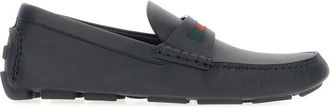 Gucci Driver met Web Detail - Heren - Loafers - Blauw - 40 EU - Leer - Schoenen