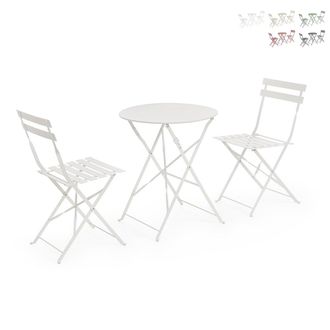 BIZZOTTO Set De Exterior Con Mesa Redonda Y 2 Sillas De Jard&iacute;n Plegables Bistrot Yes - Blanco