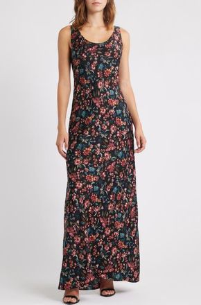 Wayf Keira Floral Sleeveless Gown in Black Allover Floral at Nordstrom, Size X-Small