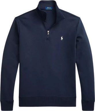 Ralph Lauren Donkerblauwe trui met opstaande kraag - Heren - Sweatshirts - Blauw - XL - Katoen - Hoodies & sweatvesten