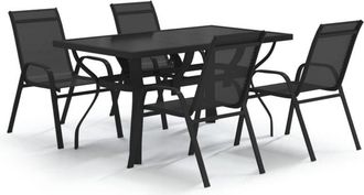 vidaXL 5 Piece Garden Dining Set Black vidaXL