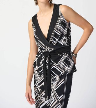 Joseph Ribkoff Sleeveless Geometric Top In Black