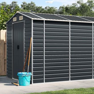 Berkfield Home Garden Shed Anthracite 191x555x198 cm Galvanised Steel in Black | Size: 191 x 555 x 198 cm