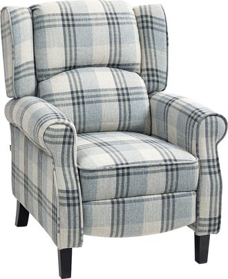 HOMCOM Recliner Chair For Living Room Wingback Chair With Padded Armrest - Grey | TJ Hughes