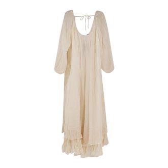 Mes Demoiselles... Viscose Crash Lange Jurk - Dames - Maxi kleedjes - Beige - XS - Kleedjes