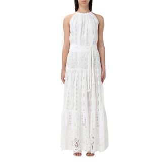 Pinko White Lace Halter Maxi Dress