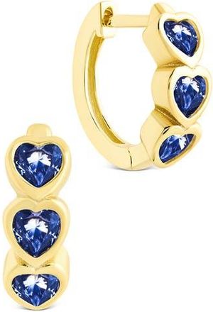 Sterling Forever Isobel Cubic Zirconia Heart Micro Huggie Hoop Earrings in Gold at Nordstrom Rack
