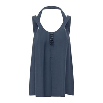 Emporio Armani Sleeveless Tops, female, Blue, Size: 2XL Micro Leopard Jacquard Top