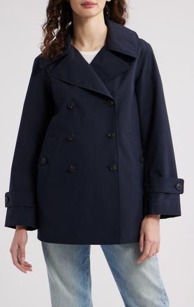 Save The Duck Sofi Water Resistant Trench Coat in Blue Black at Nordstrom, Size 4