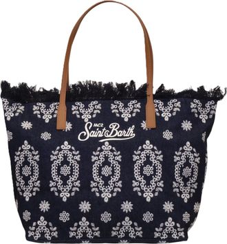 MC2 Saint Barth Large Tote Bag with Floral Embroidery