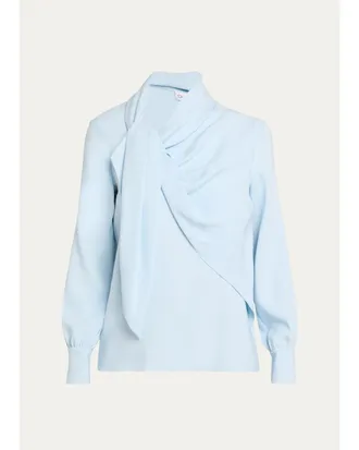 Oscar De La Renta Tieneck Georgette Blouse