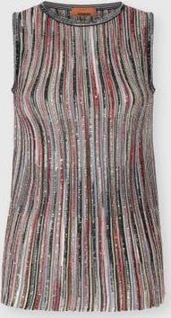 Missoni Ribbed Mixed Viscose Sleeveless Top With Sequins in Silver at Nordstrom, Size 38 It