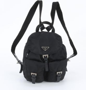 Prada Black Leather Nylon Backpack (Pre-Owned)